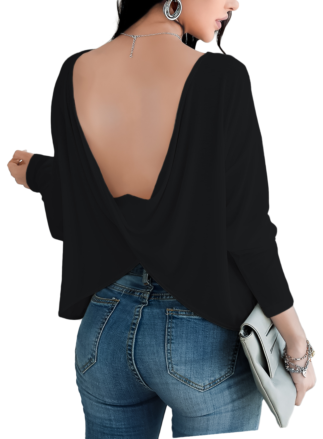 Blusa cuadrada de moda juvenil dama mujer xally 2317 manga larga escote en cruce
