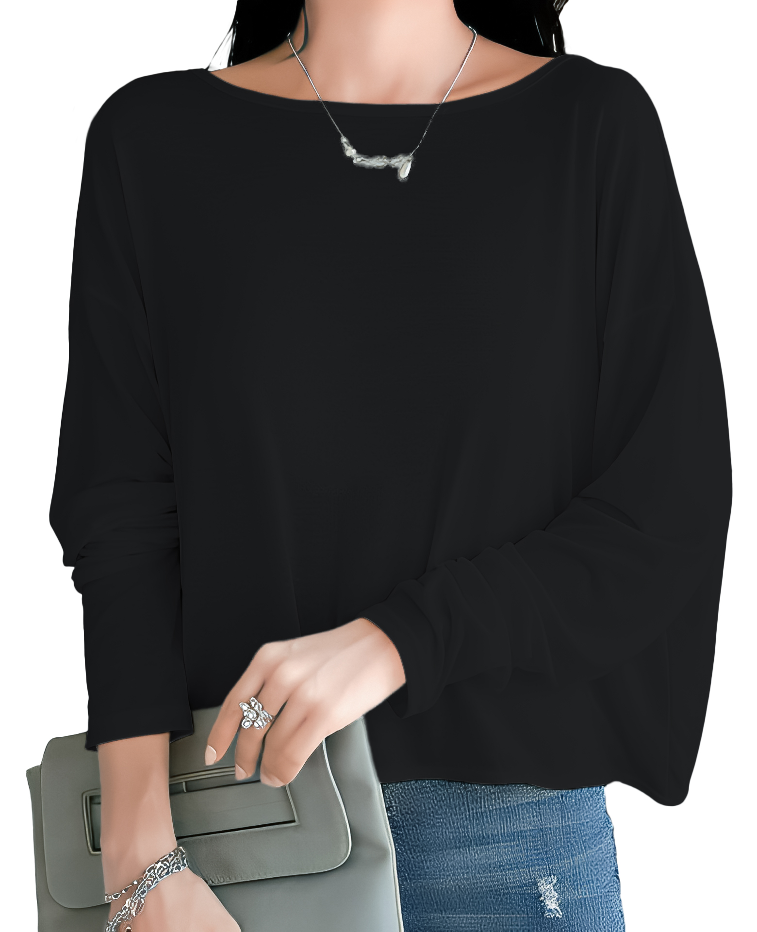 Blusa cuadrada de moda juvenil dama mujer xally 2317 manga larga escote en cruce