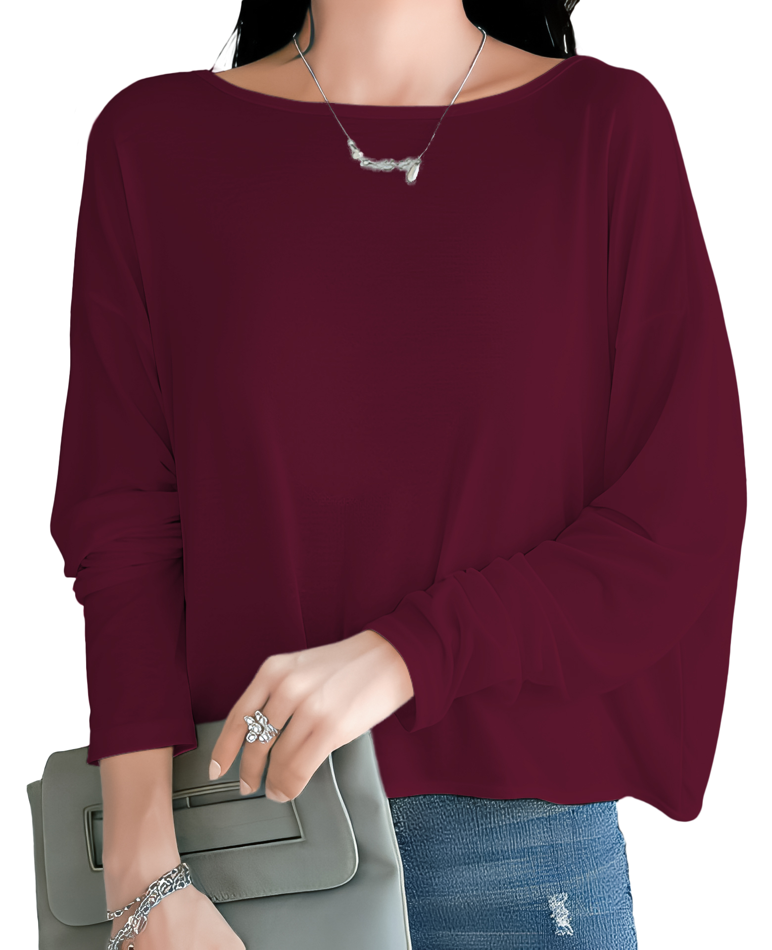 Blusa cuadrada de moda juvenil dama mujer xally 2317 manga larga escote en cruce