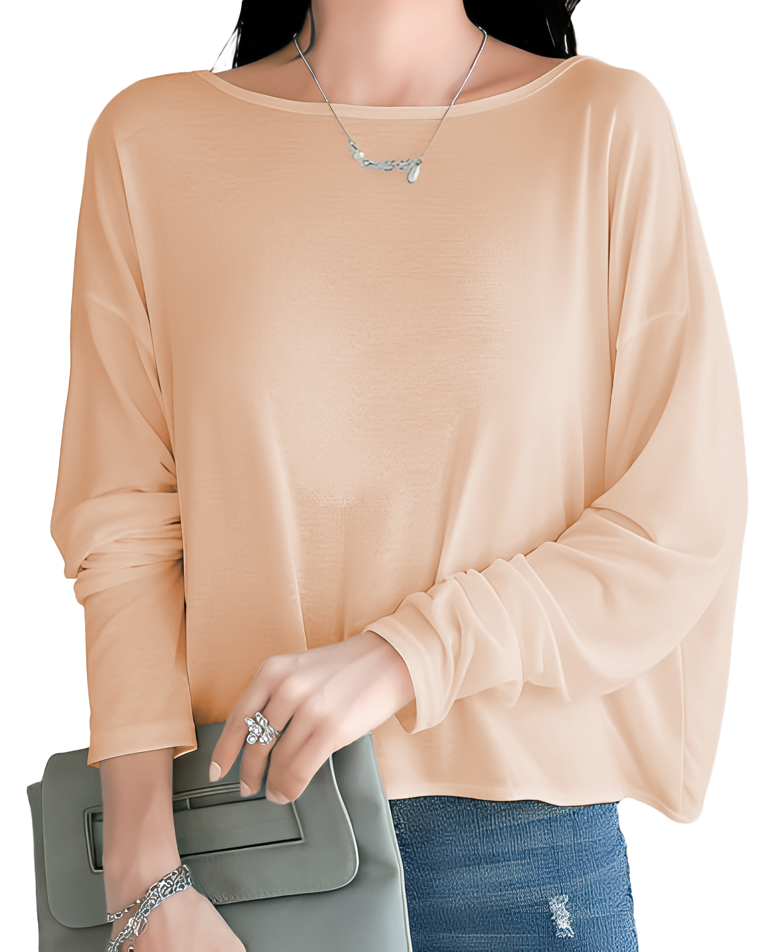 Blusa cuadrada de moda juvenil dama mujer xally 2317 manga larga escote en cruce
