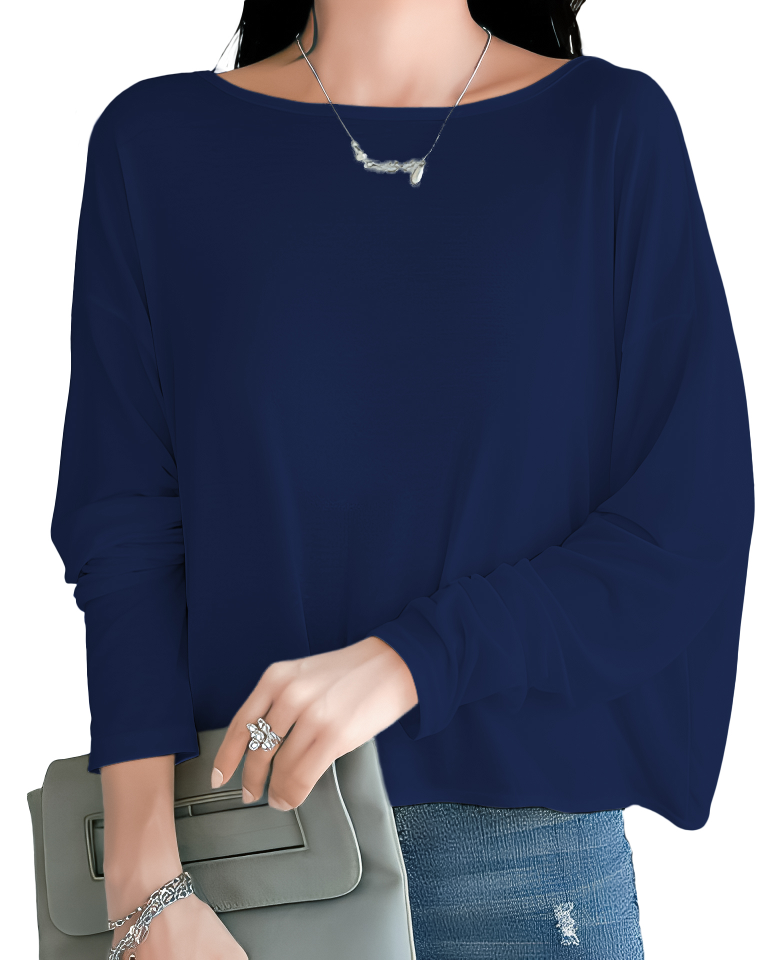 Blusa cuadrada de moda juvenil dama mujer xally 2317 manga larga escote en cruce