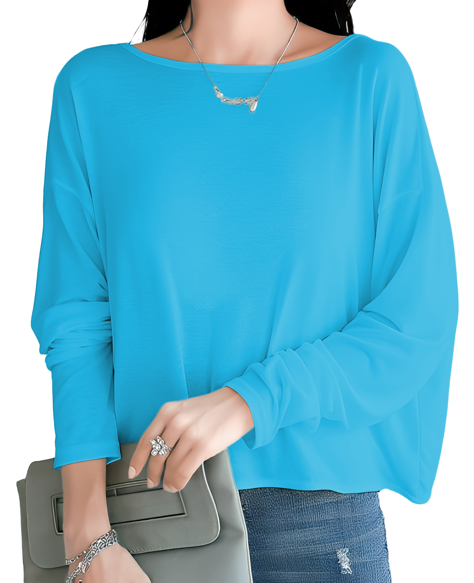 Blusa cuadrada de moda juvenil dama mujer xally 2317 manga larga escote en cruce