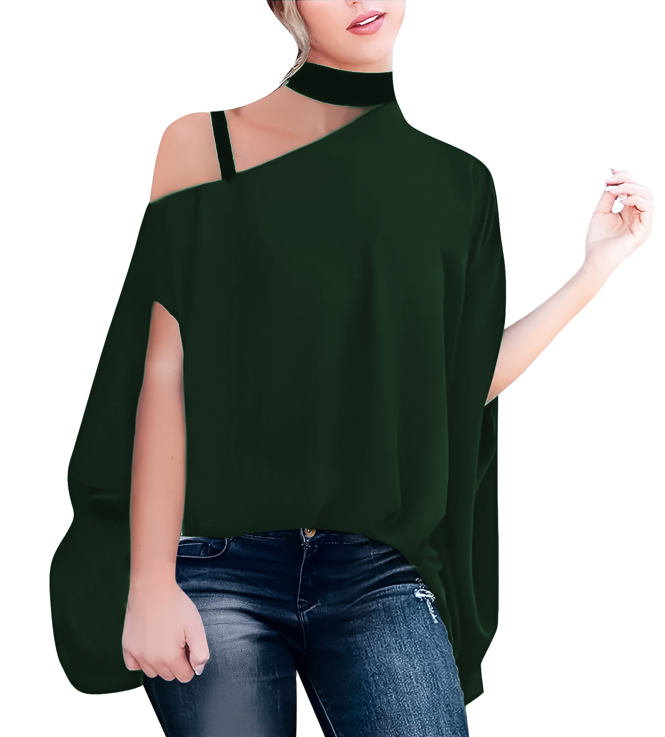 Blusa cuadrada de moda casual mujer dama xally 2308 cuello alto tirante