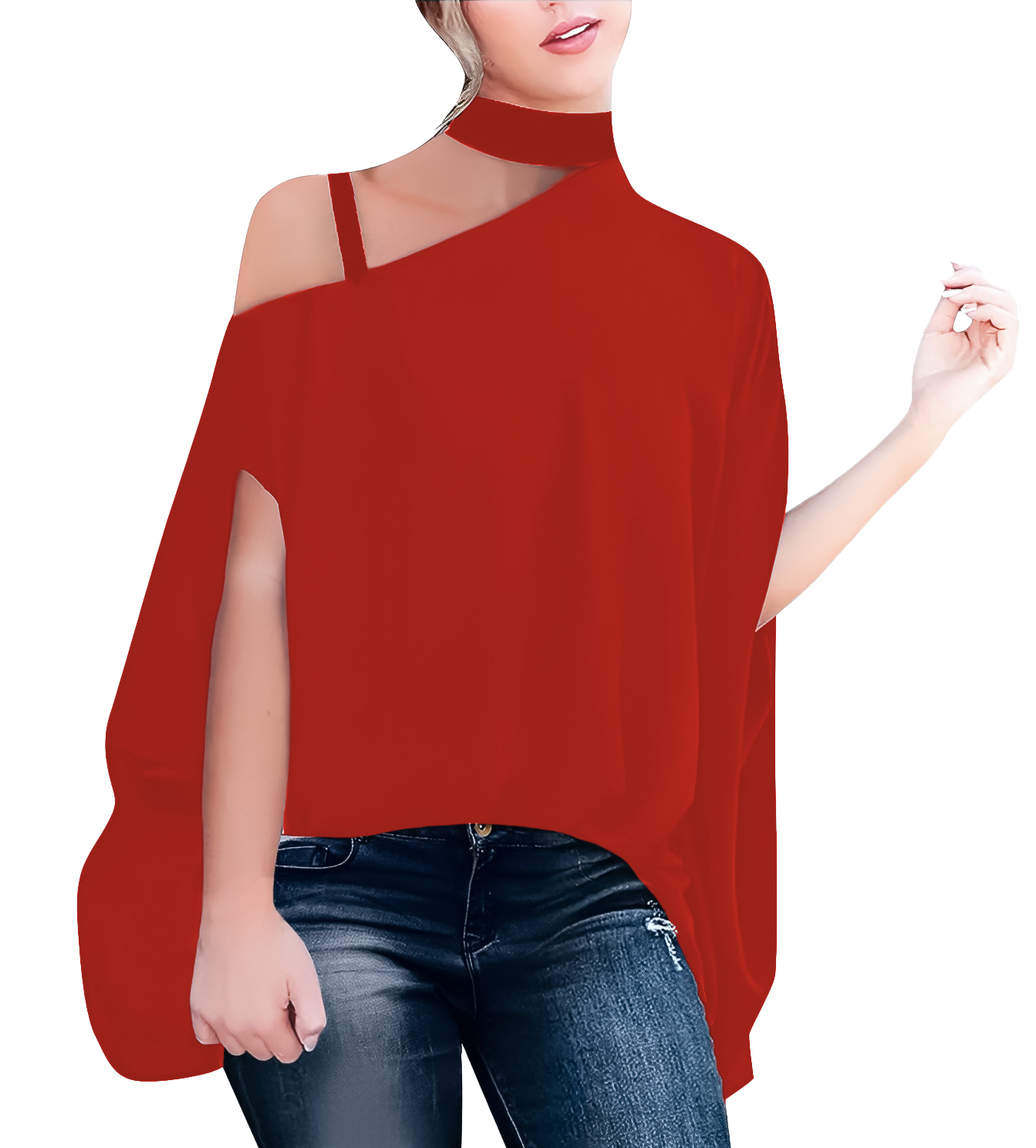 Blusa cuadrada de moda casual mujer dama xally 2308 cuello alto tirante