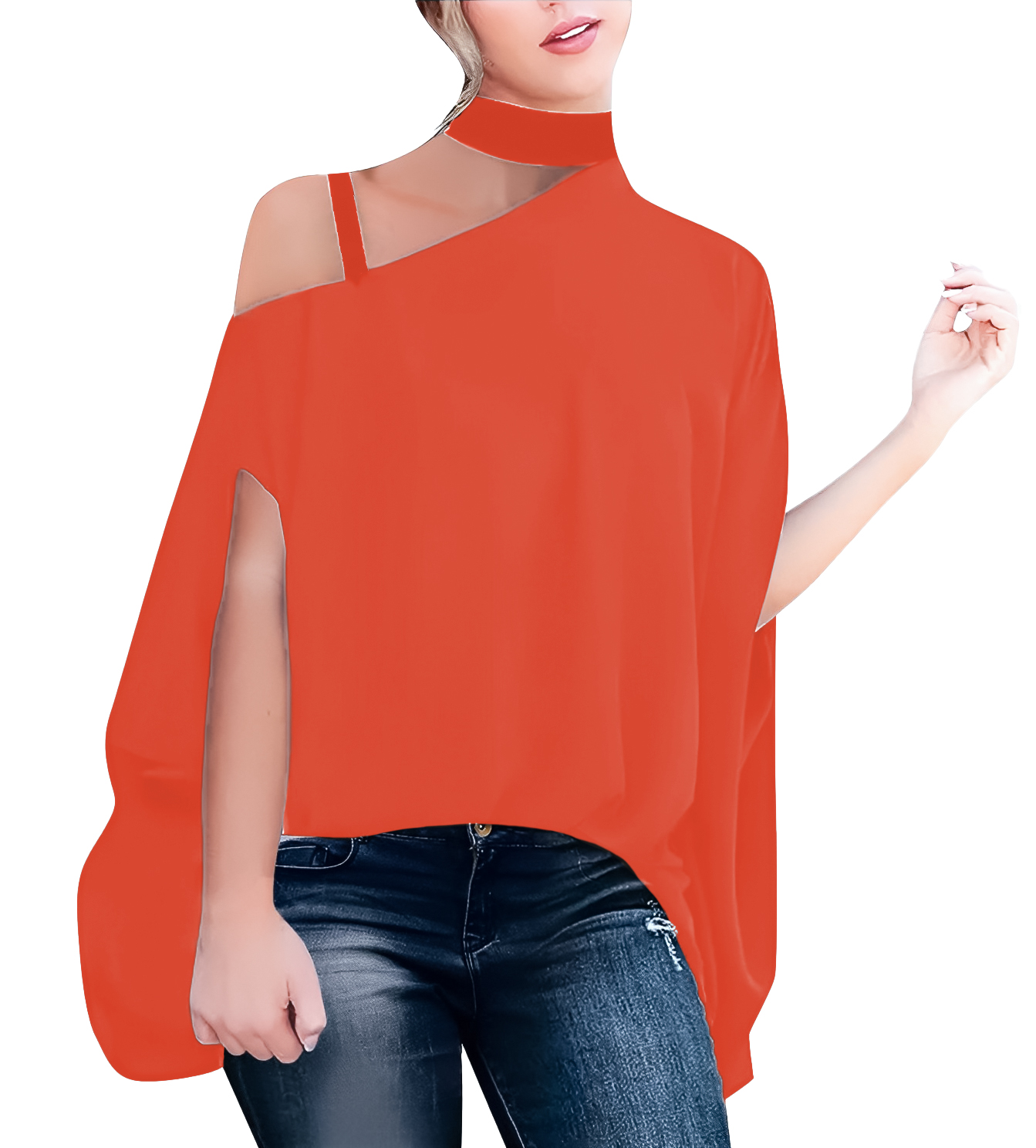 Blusa cuadrada de moda casual mujer dama xally 2308 cuello alto tirante