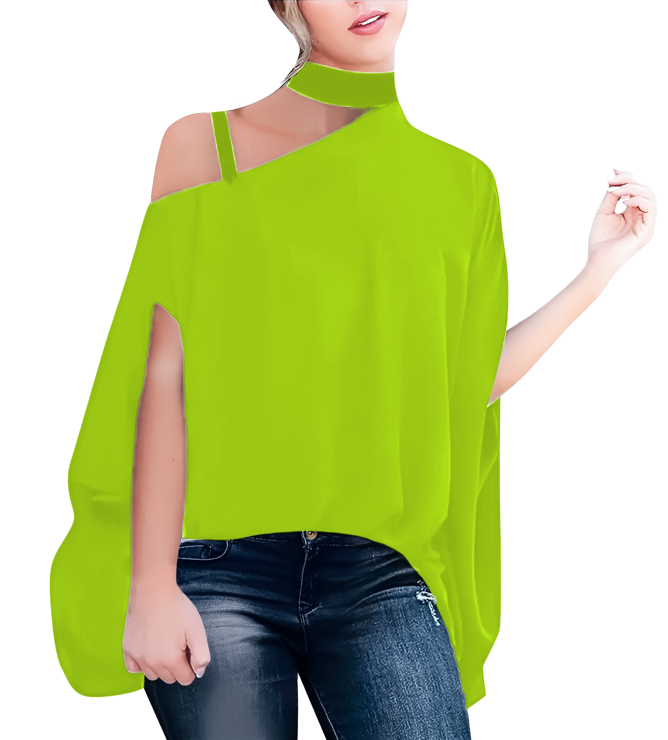 Blusa cuadrada de moda casual mujer dama xally 2308 cuello alto tirante