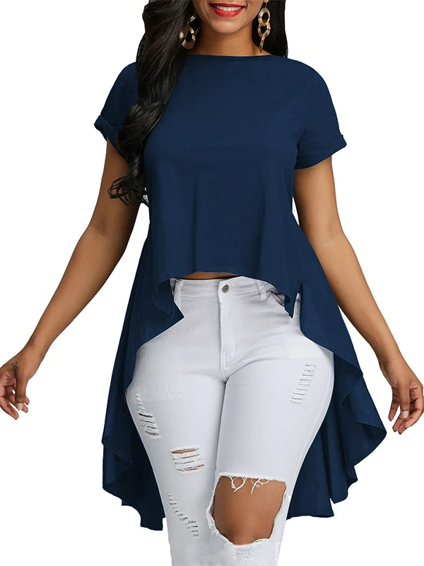 Blusa casual juvenil mujer dama xally 20 manga corta cuello redondo cola larga