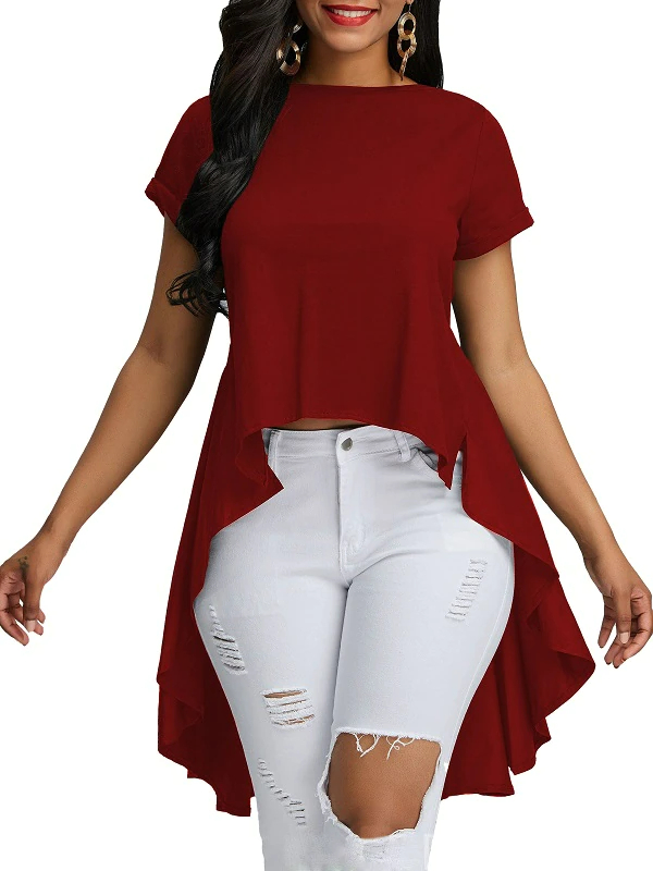 Blusa casual juvenil mujer dama xally 20 manga corta cuello redondo cola larga