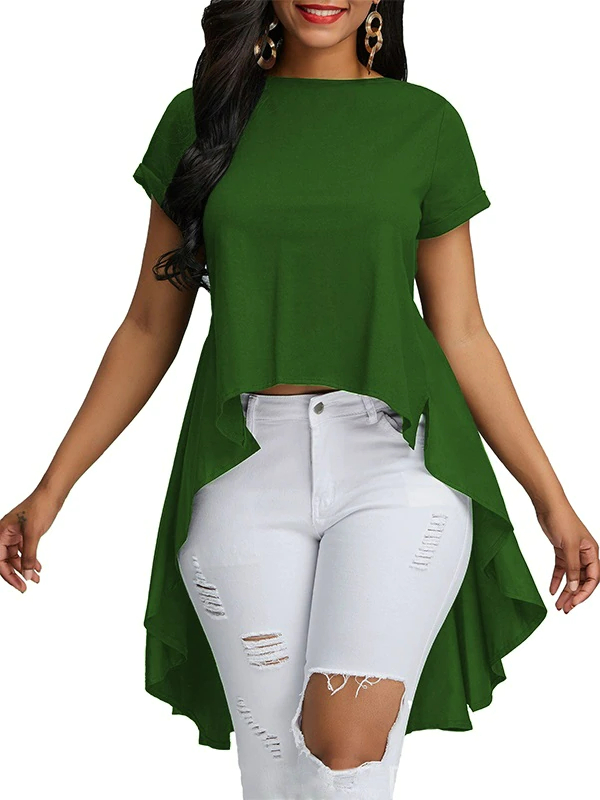 Blusa casual juvenil mujer dama xally 20 manga corta cuello redondo cola larga
