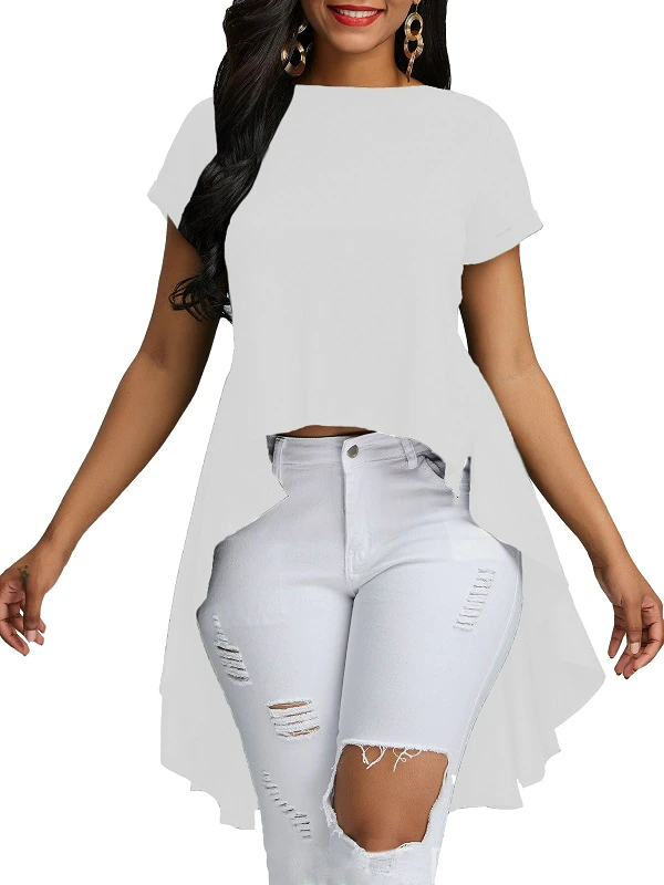 Blusa casual juvenil mujer dama xally 20 manga corta cuello redondo cola larga