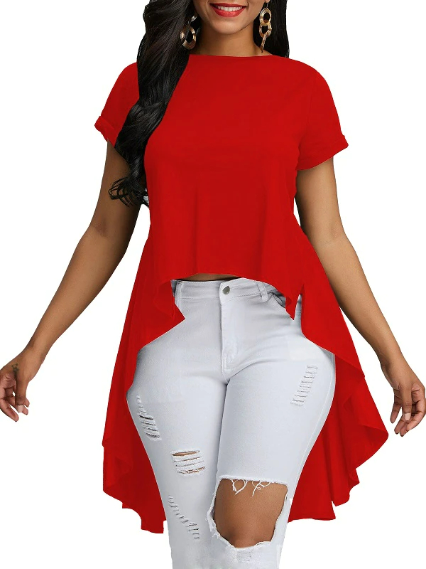 Blusa casual juvenil mujer dama xally 20 manga corta cuello redondo cola larga