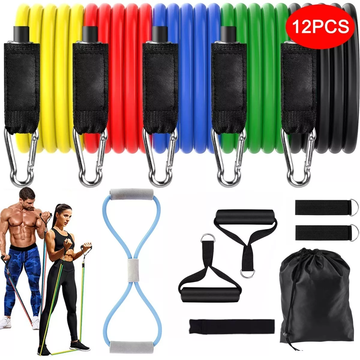 Set De Ligas De Resistencia Para Ejercicio En Casa 11 Pzs