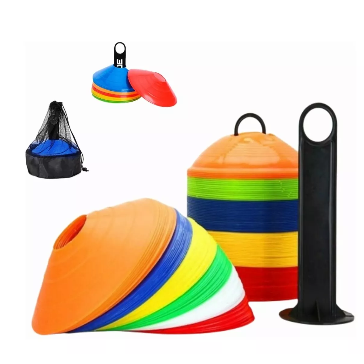 Pack 50 Conos Entrenamiento Futbol Agilidad + Porta Platos