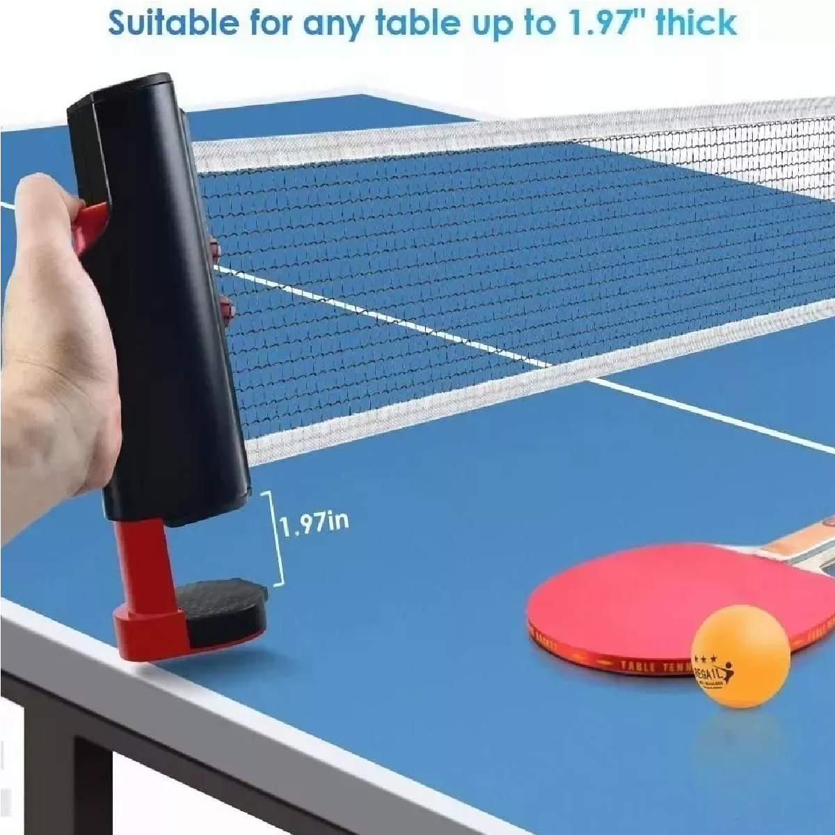 Dithoko Juego de mesa de ping pong plegable y portátil de tamaño mediano de  6 pies para juegos de interior y exterior con red, 2 paletas de tenis de