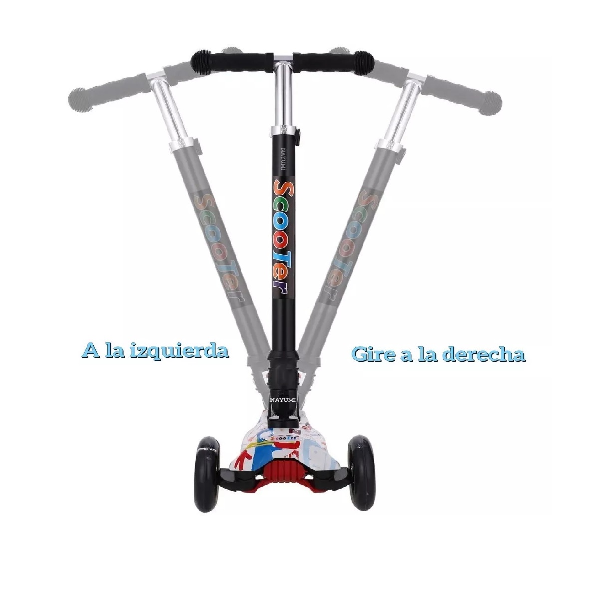 Monopatín De Pie Scooter Desmontable 4 Ruedas Luces P/ Niños Blanco