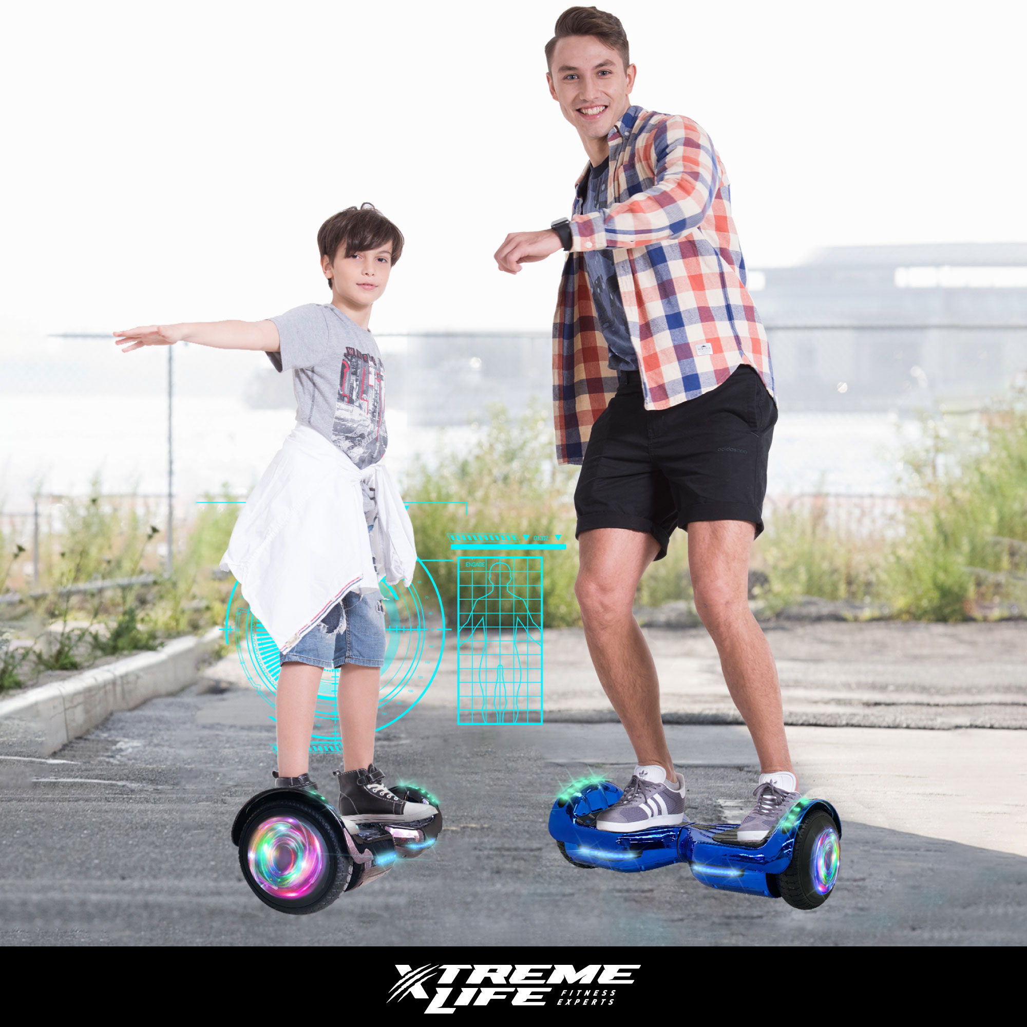 Hoverboard Patineta Electrica Luces Led Luz Premium Azul