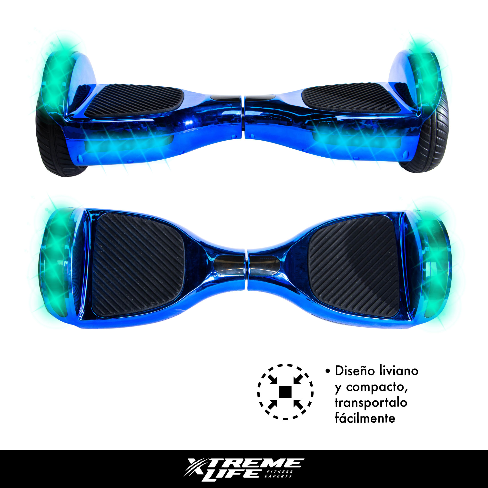 Hoverboard Patineta Electrica Luces Led Luz Premium Azul