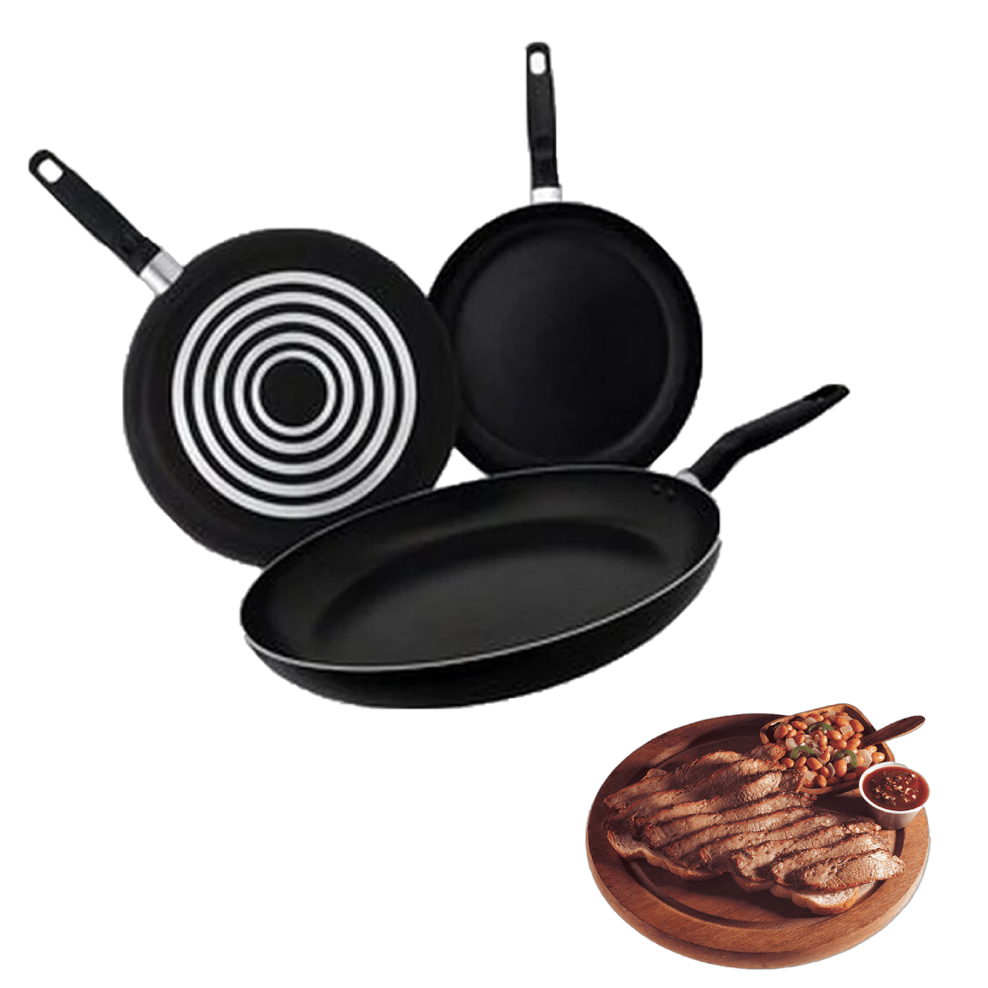 Set De 3 Sartenes T-Fal 125300 20,24,30 Cm Negro