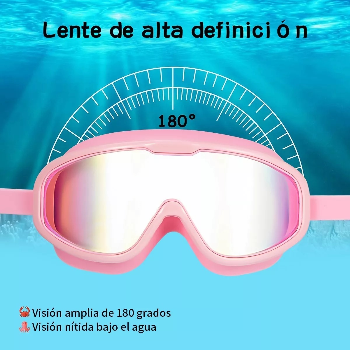 Gafas De Nataci n Gran Angular Antivaho Anti Uv 3 15 Ni os Rosa