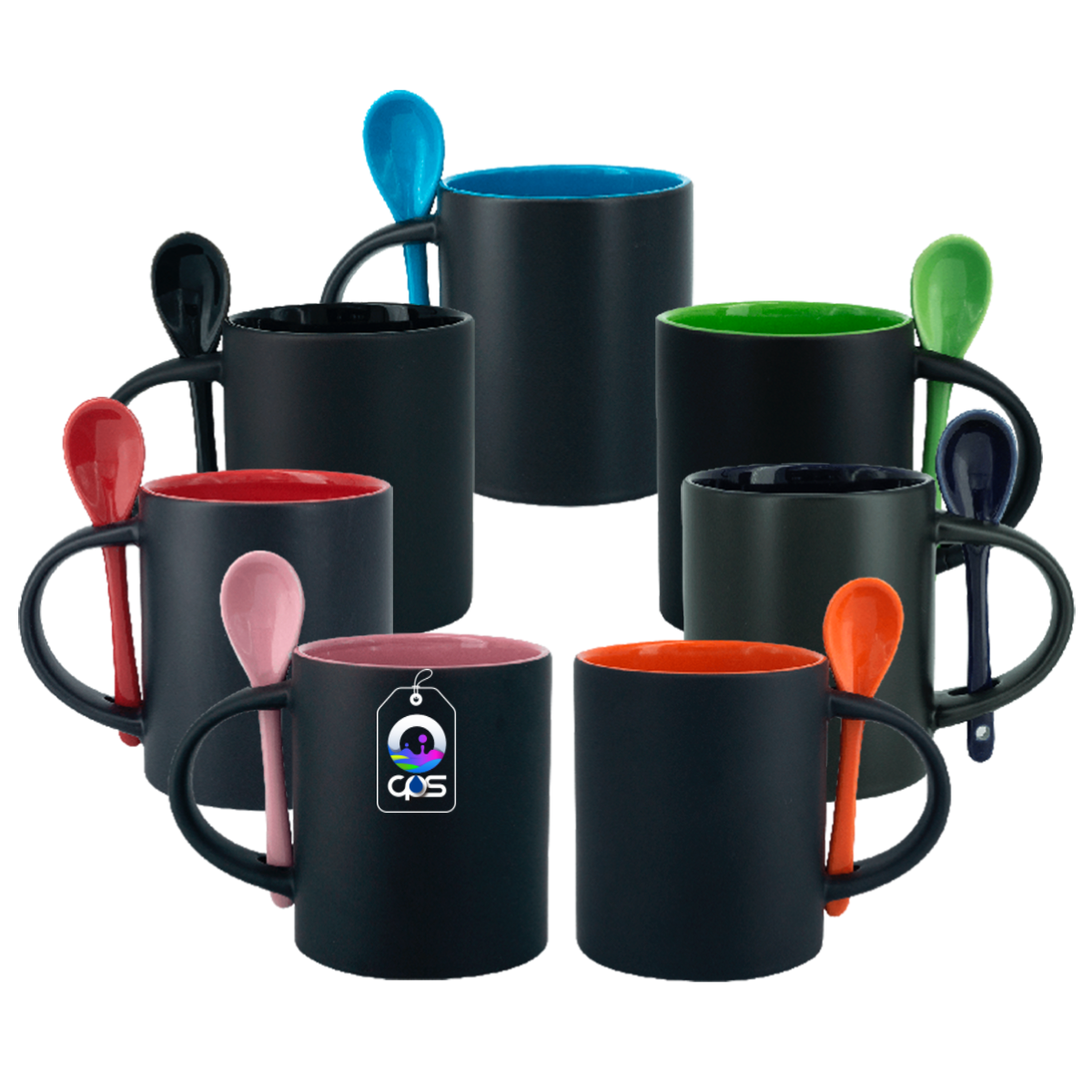 Taza Mágica con interior y cuchara de color, 12 piezas.