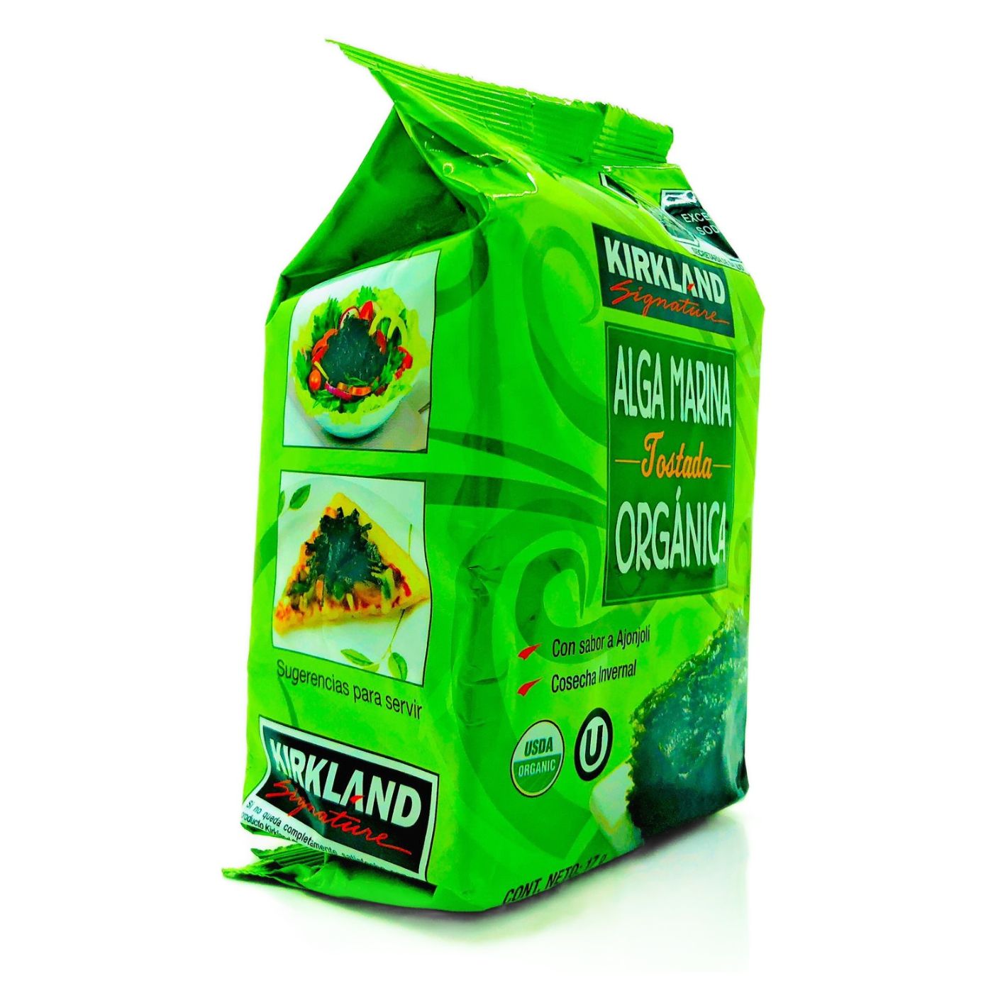 Alga Marina Orgánica Tostada Kirkland Signature Paquete de 10 pz de 17g