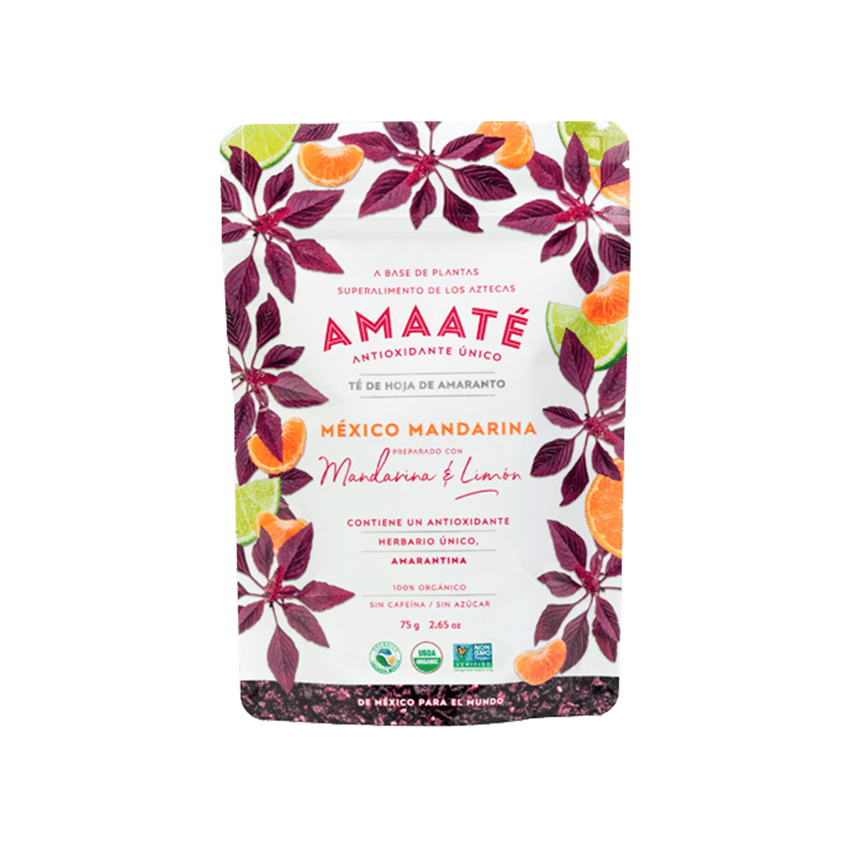 Té Antioxidante de Hoja de Amaranto, Citricos Y Frutos Amaaté 75gr Mandarina