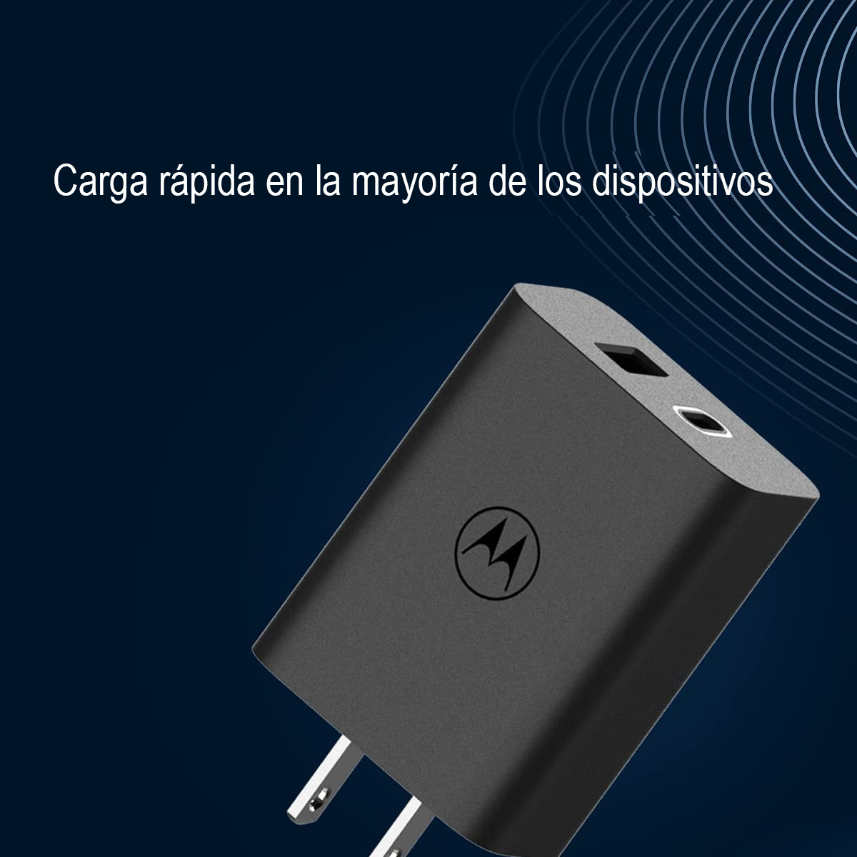 Turbo Cargador 50W Motorola Dual Cubo Y Cable Tipo C Negro