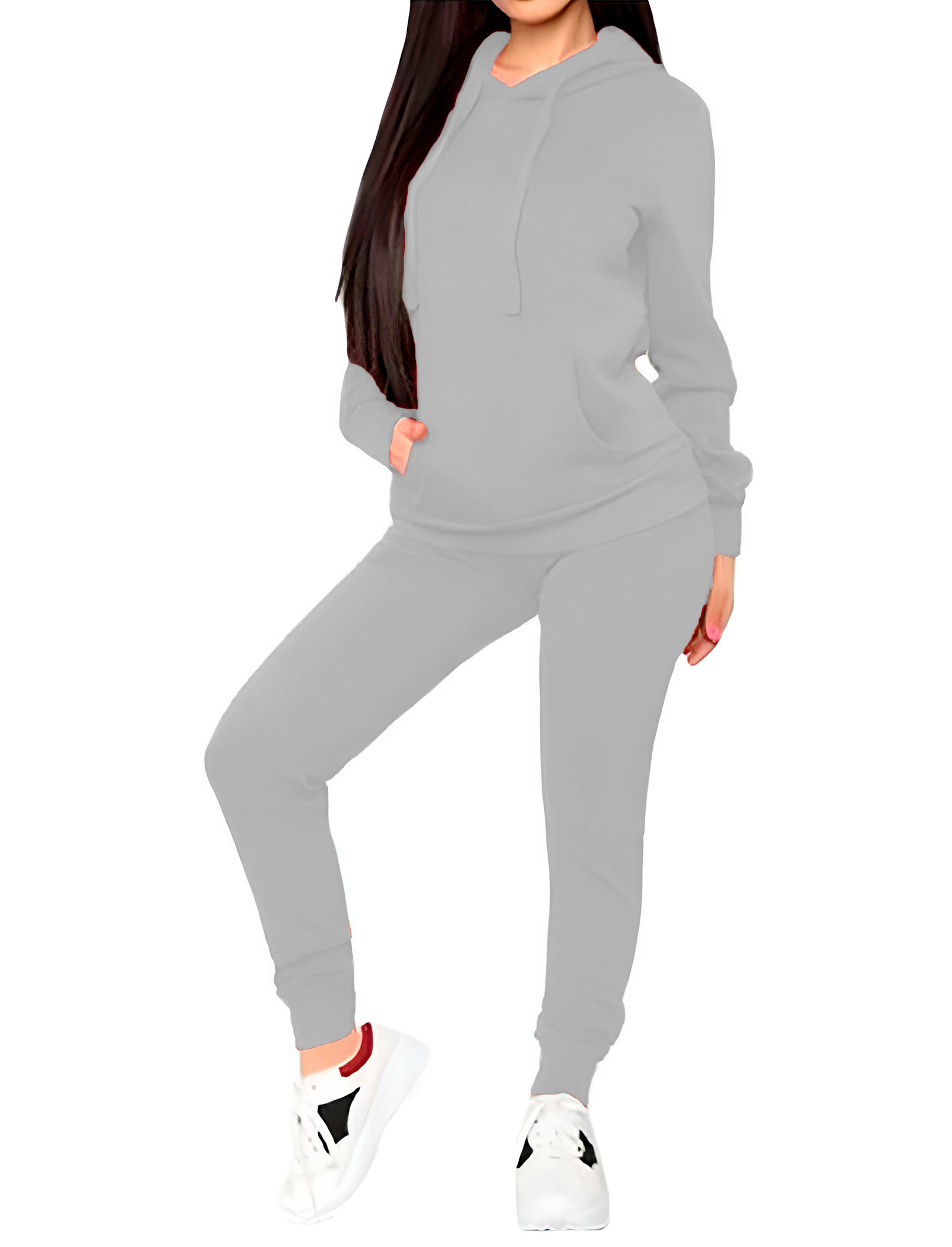 Ropa deportiva conjunto pants sudadera casual moda dama mujer xally 75 manga larga hoodie cangurera bolsa