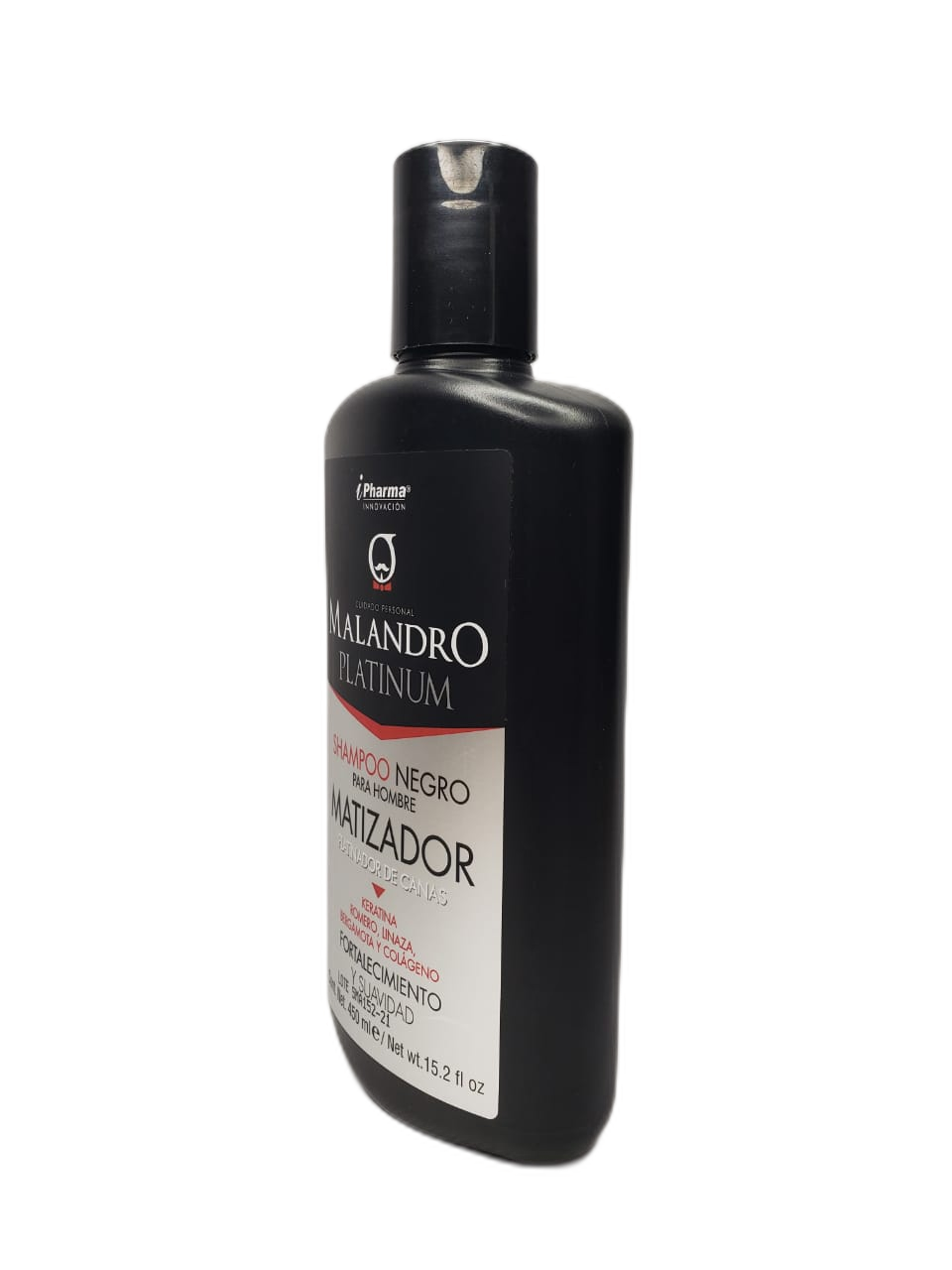 Shampoo Matizador de canas negro brinda hidratación y suavidad Malandro 450 ml