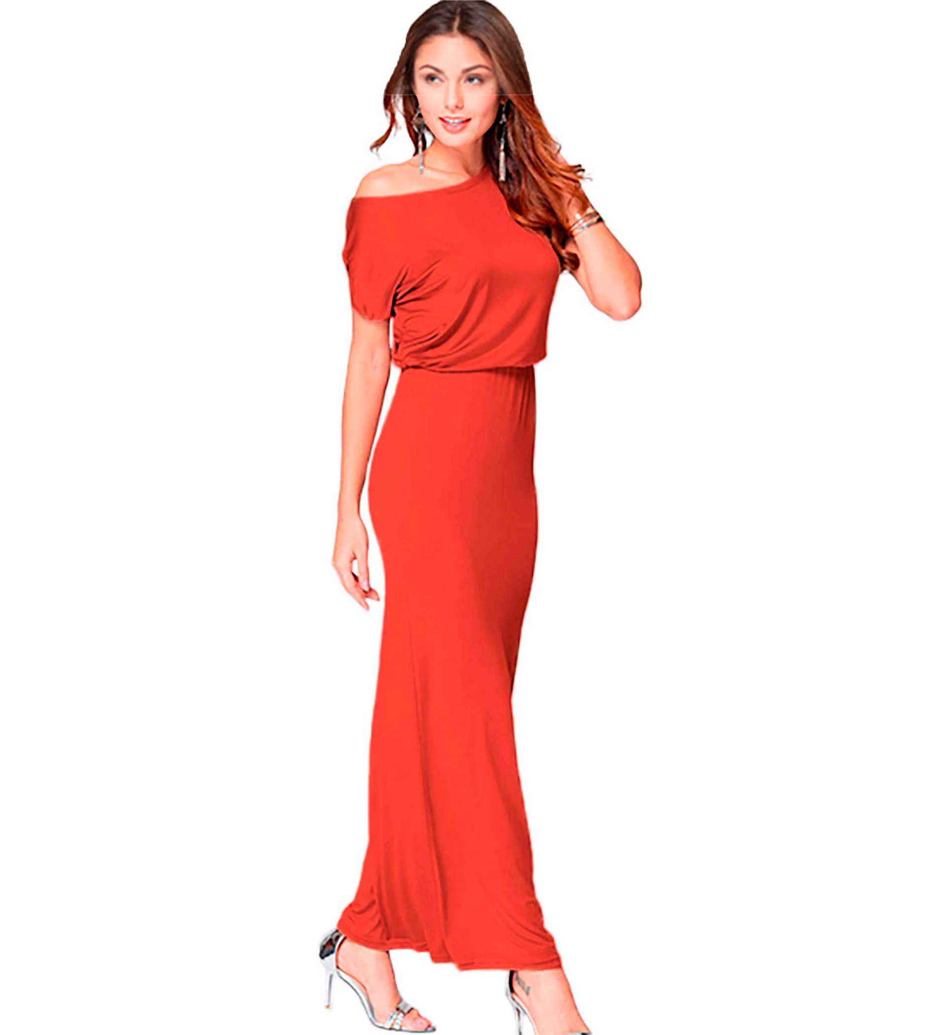 Vestido asimétrico casual elegante playa largo, mujer dama xally 111 manga corta corte cintura alta