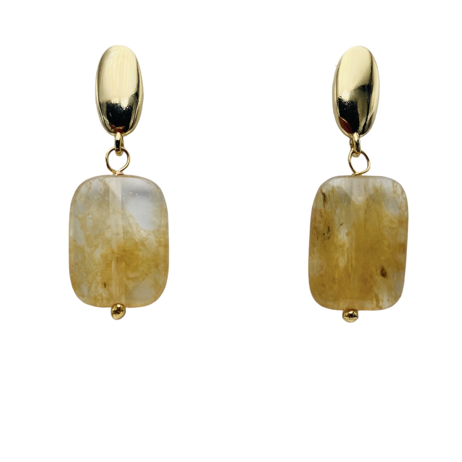 Aretes Cuarzo Rutilado- Baño de oro 18K