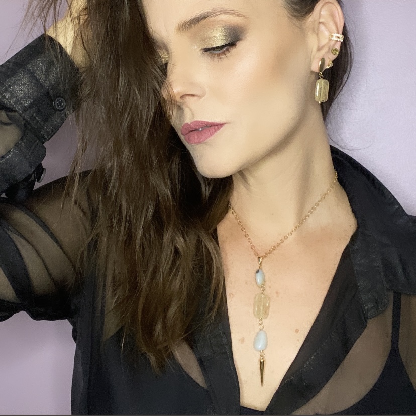 Aretes Cuarzo Rutilado- Baño de oro 18K