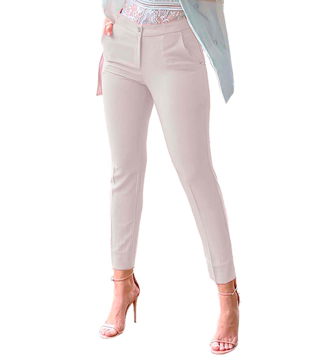Pantalón ajustado de vestir casual elegante mujer dama xally 112 liso, bolsas