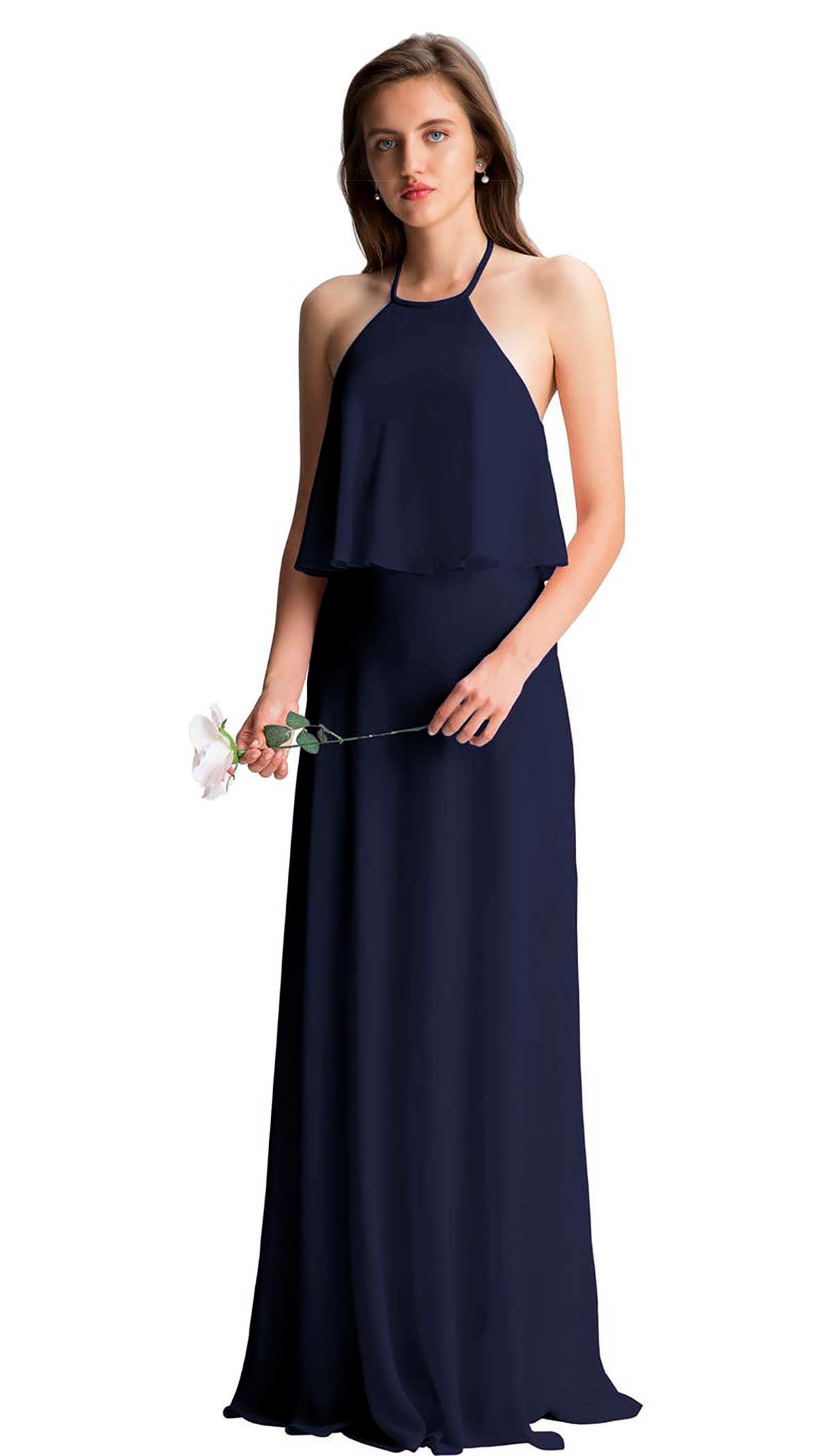 Maxi vestido blusero cintura alta casual elegante noche fresco largo dama mujer xally 120 escote halter