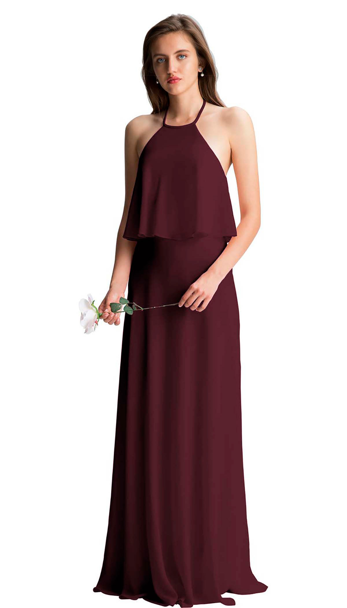 Maxi vestido blusero cintura alta casual elegante noche fresco largo dama mujer xally 120 escote halter