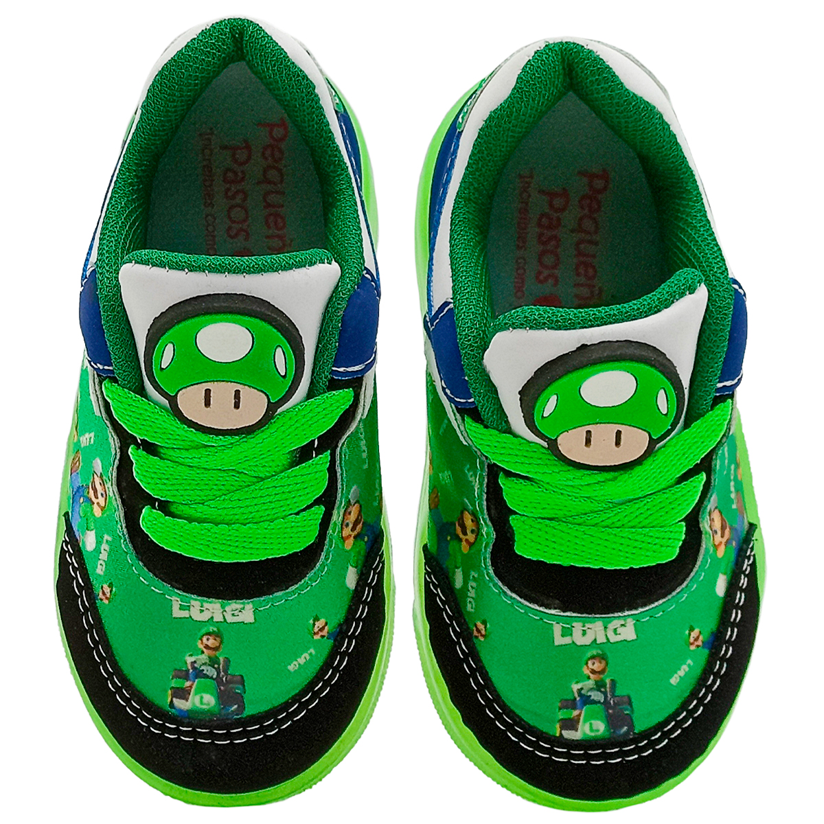 Tenis Para Niño Luces Led Luigi Nintendo Antideslizante
