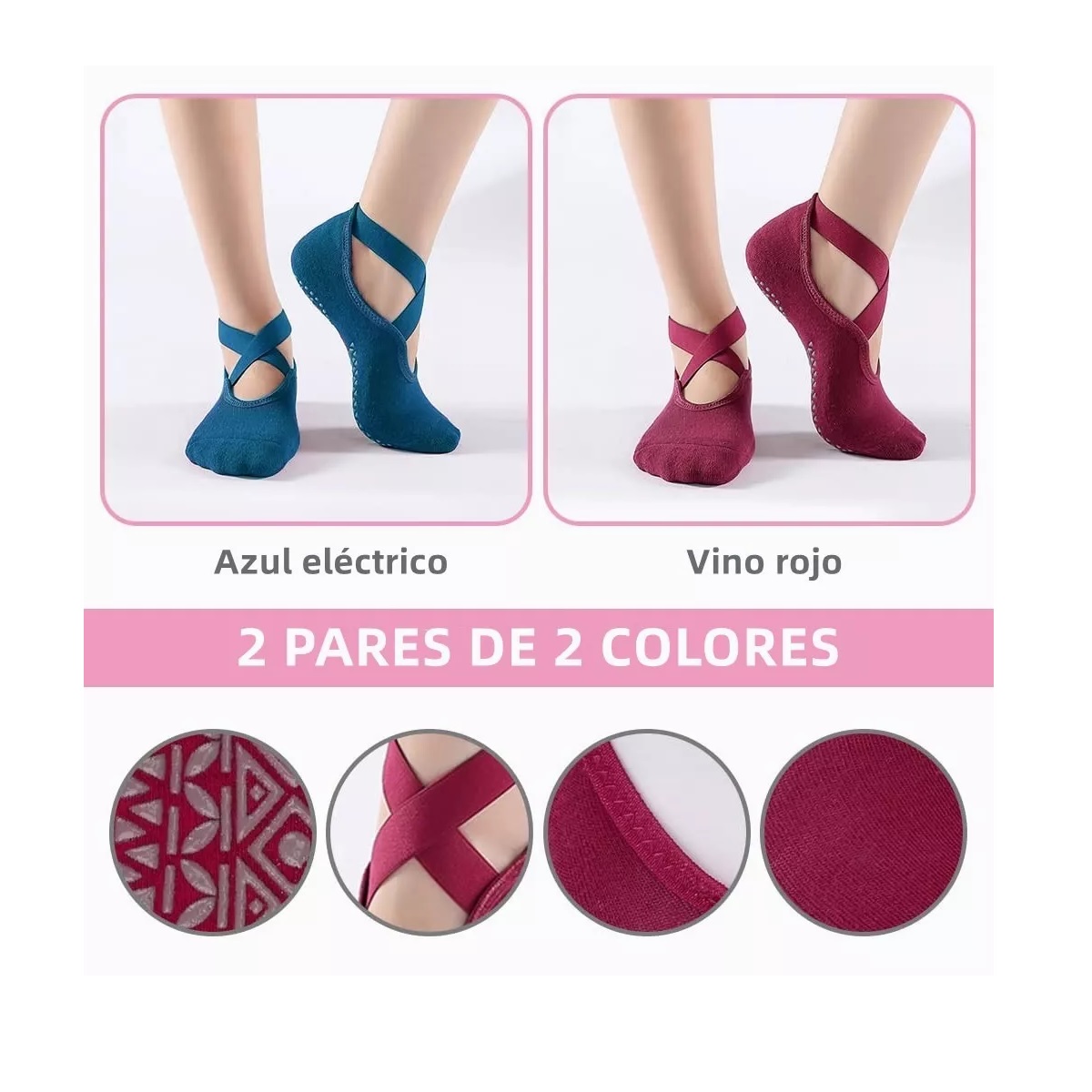 Calcetines De Yoga Antiderrapantes Pilates Danza 2 Pares