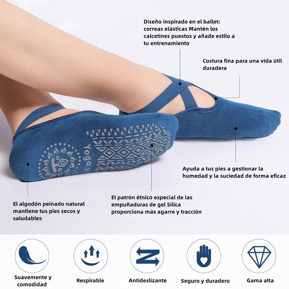 Calcetines De Yoga Antiderrapantes Pilates Danza 2 Pares
