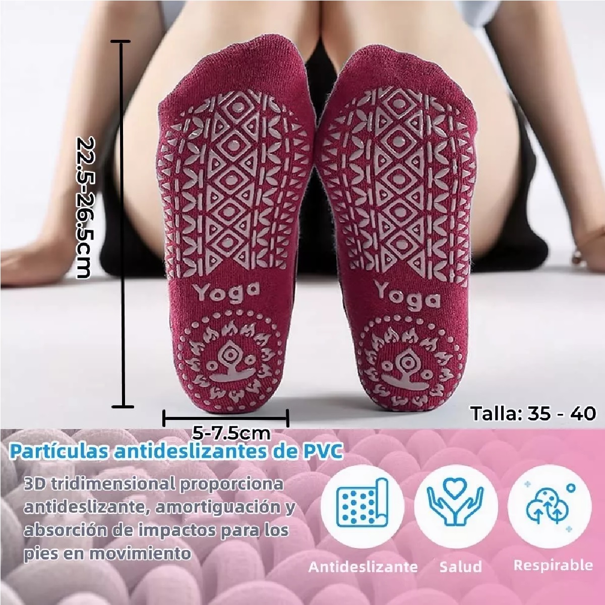 Calcetines De Yoga Antiderrapantes Pilates Danza 2 Pares