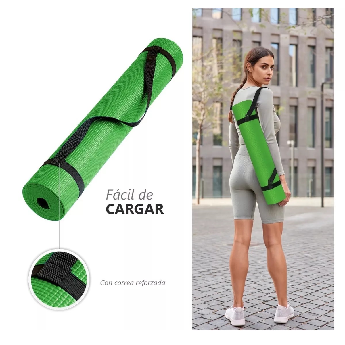 Tapete Portátil Yoga Pilates Fitness Ejercicio Relajación  Verde