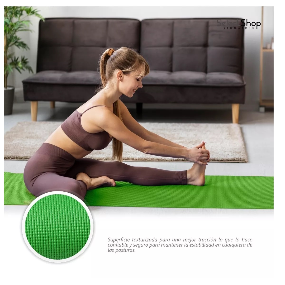 Tapete Portátil Yoga Pilates Fitness Ejercicio Relajación  Verde