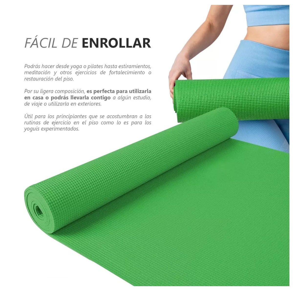 Tapete Portátil Yoga Pilates Fitness Ejercicio Relajación  Verde