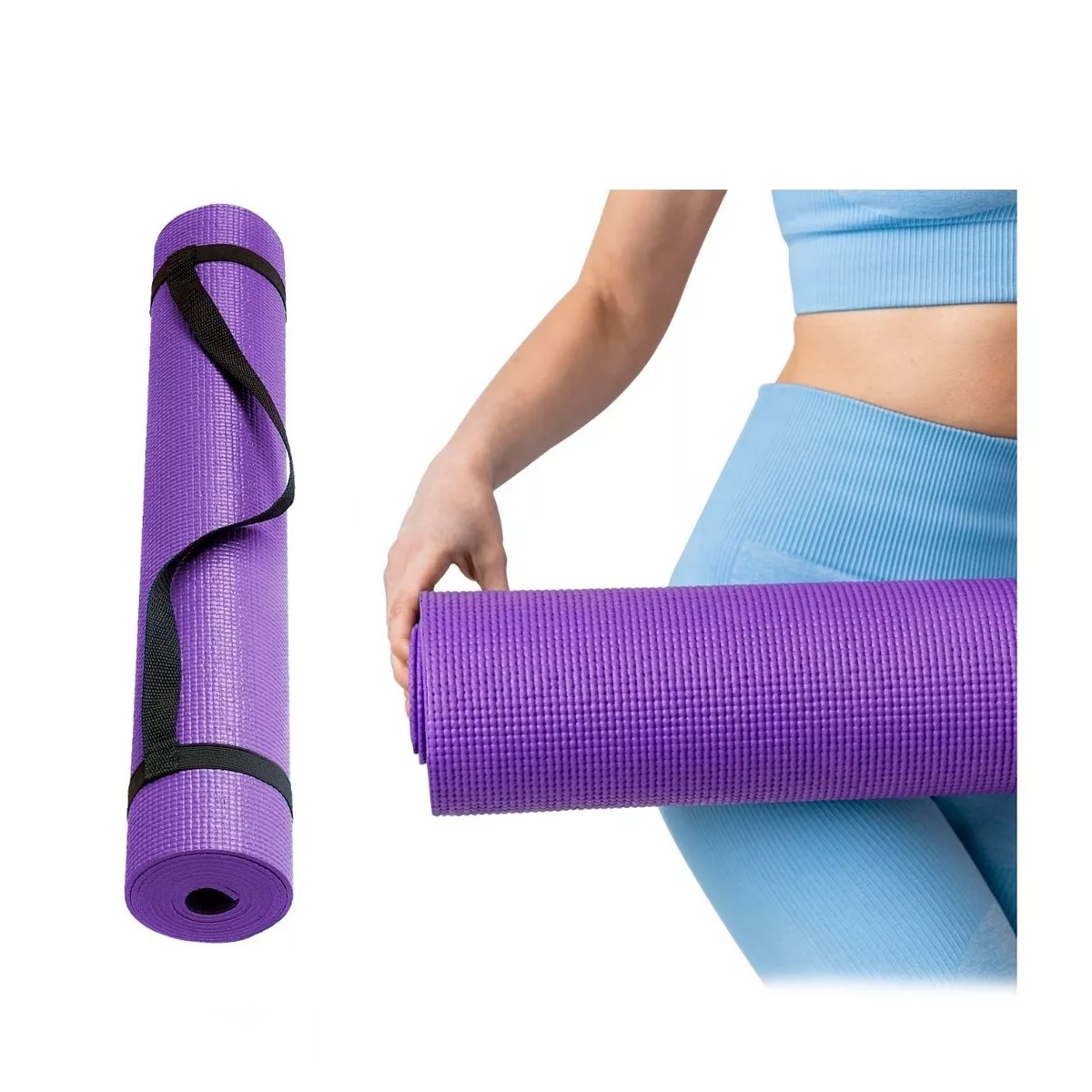 Tapete Portátil Yoga Pilates Fitness Ejercicio Relajación Violeta