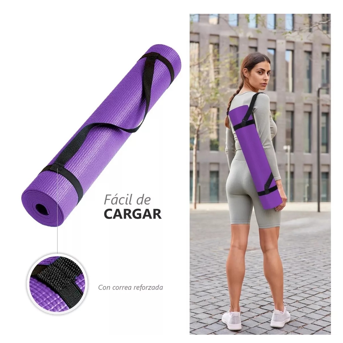Tapete Portátil Yoga Pilates Fitness Ejercicio Relajación Violeta