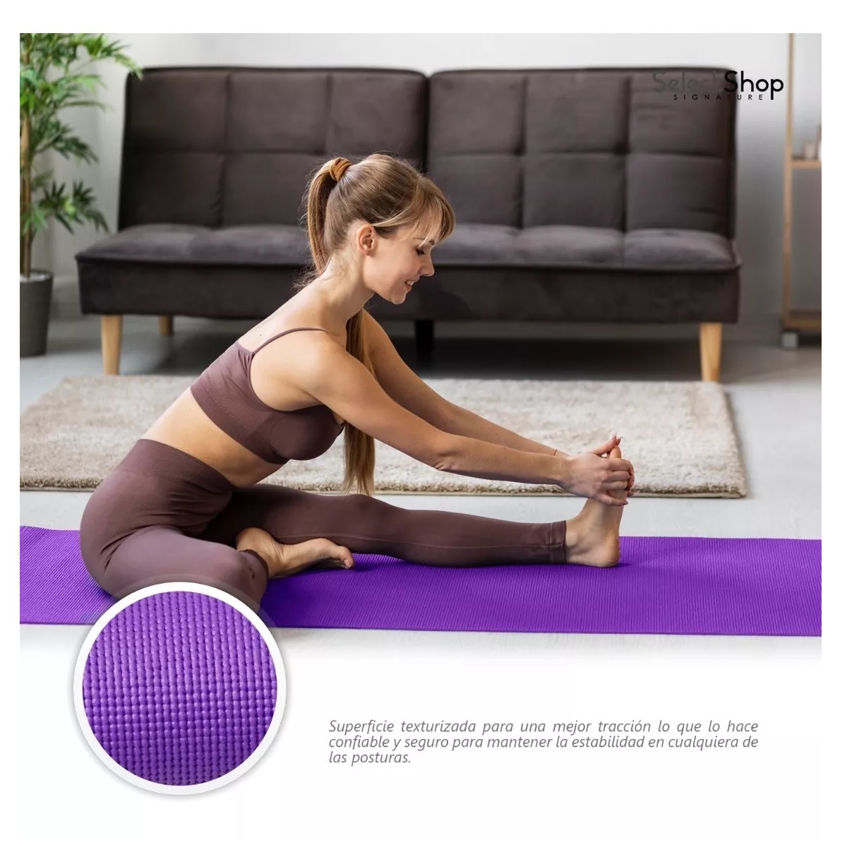 Tapete Portátil Yoga Pilates Fitness Ejercicio Relajación Violeta