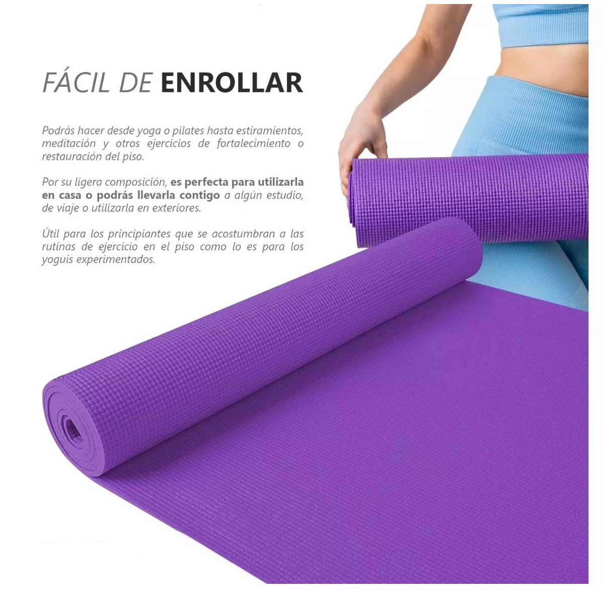 Tapete Portátil Yoga Pilates Fitness Ejercicio Relajación Violeta