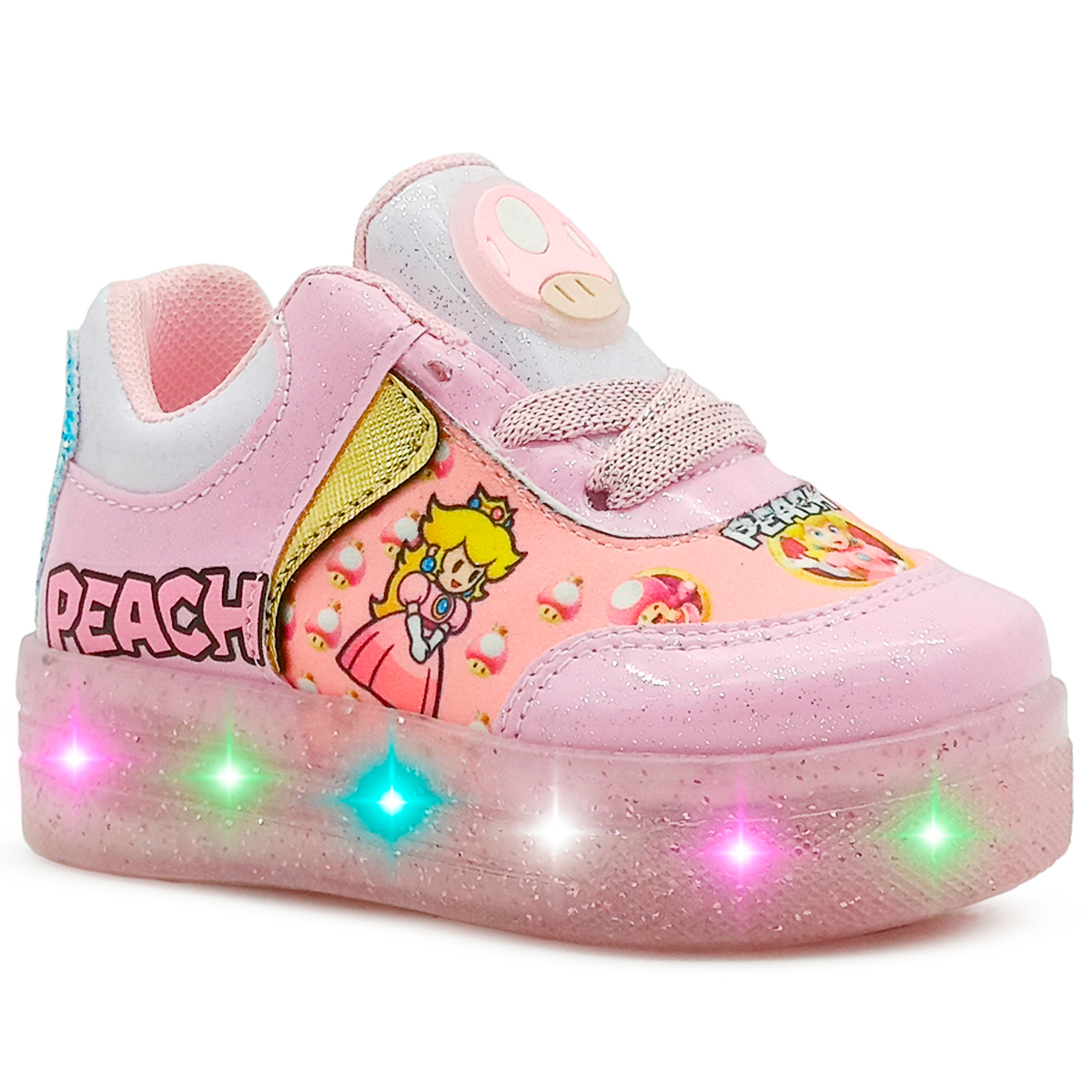Tenis Con Luces Para Niña Princesa Peach Antiderrapante