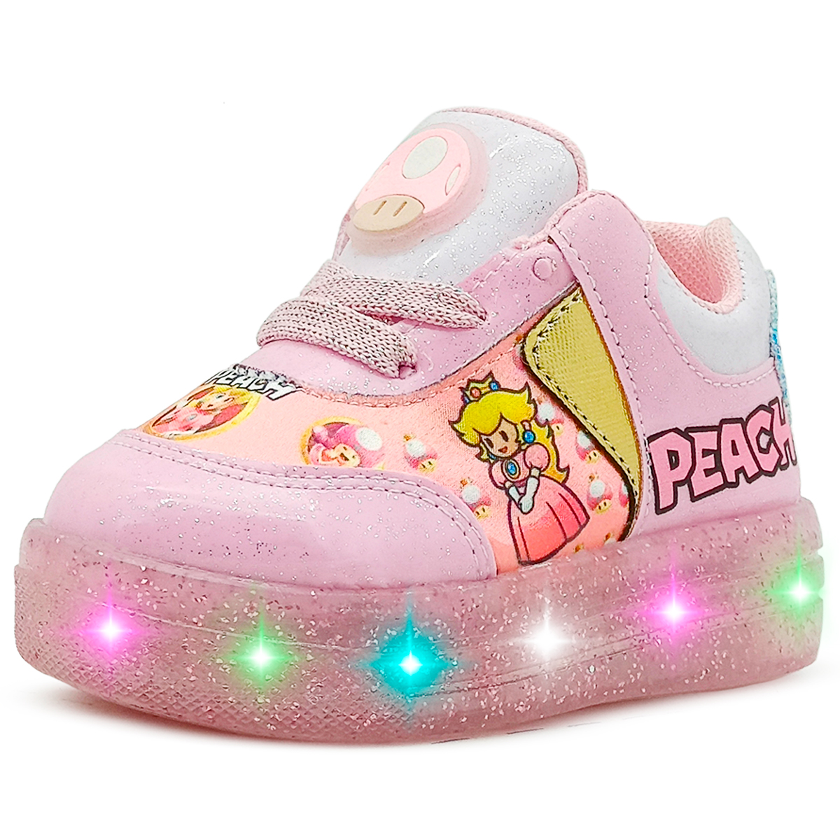 Tenis Con Luces Para Niña Princesa Peach Antiderrapante
