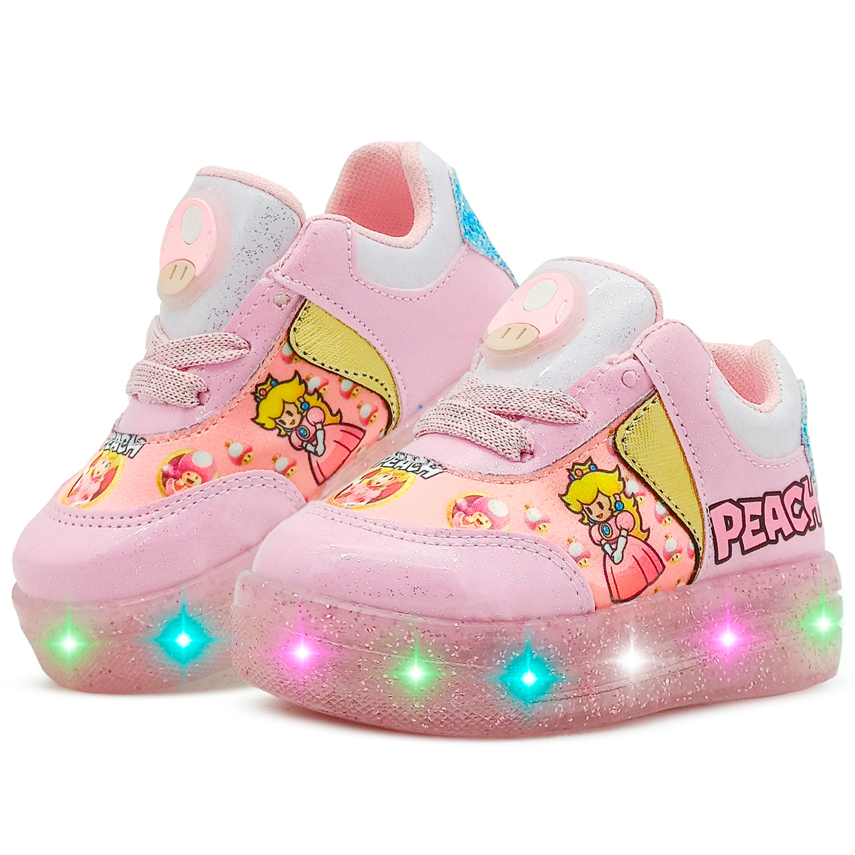 Tenis Con Luces Para Niña Princesa Peach Antiderrapante