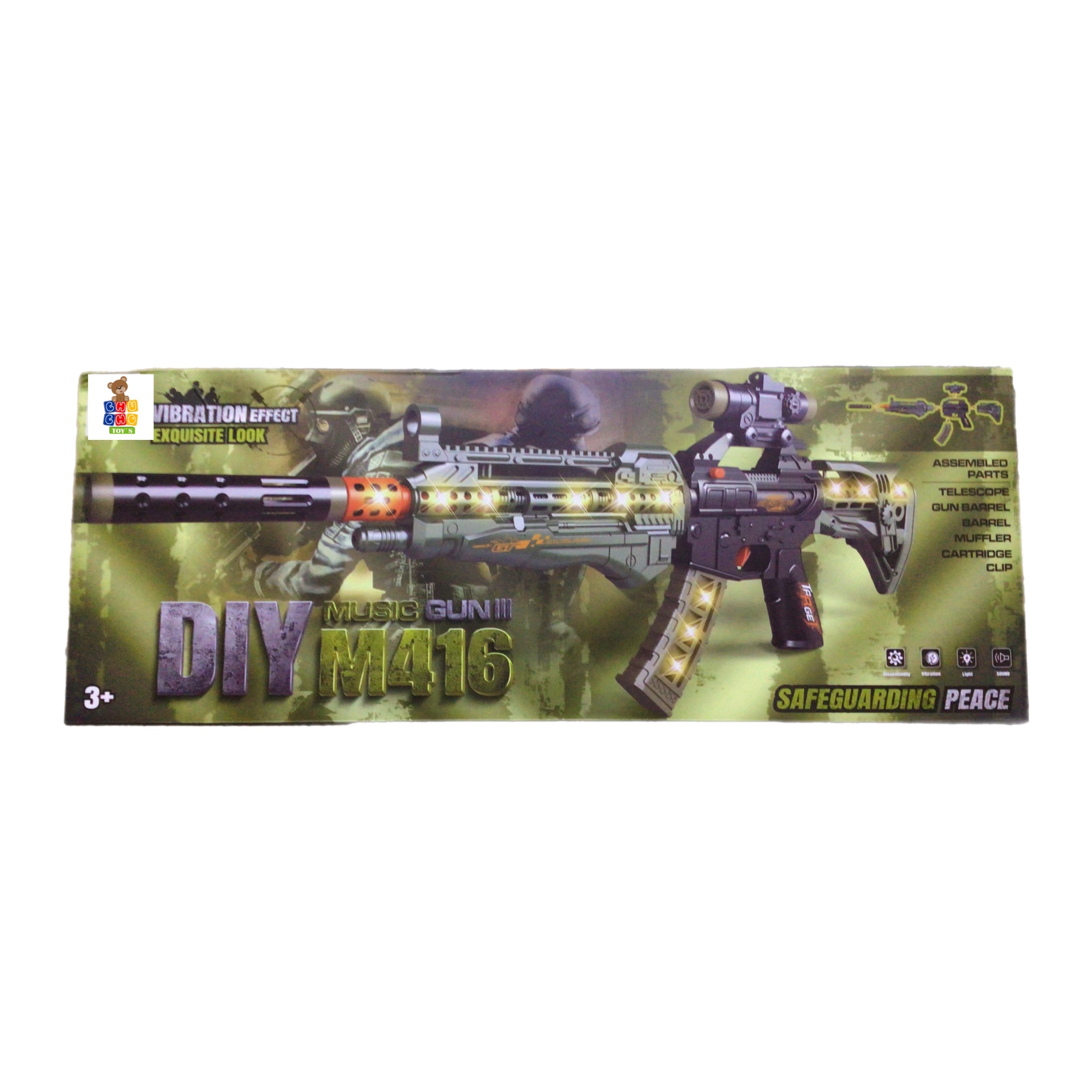 Metralleta De Juguete Con Luz Sonido Vibra Y Laser Diy M416